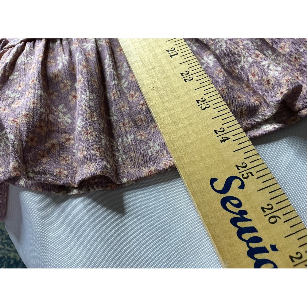 Becool Floral Smocked Mini Dress Peach Tie Shoulder Ruffle Hem Small NWT - Picture 7 of 7